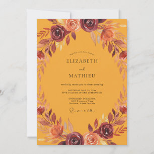 Rust Burgundy Foliage Eucalyptus Wedding Invitation