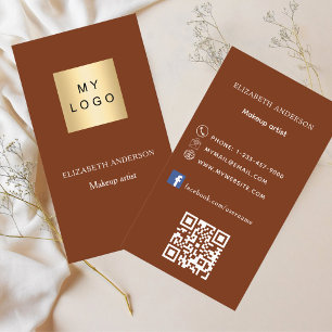 Rust burnt orange logo Qr code Facebook Business Card