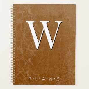 Rust Burnt Orange Modern Marble Monogram Planner