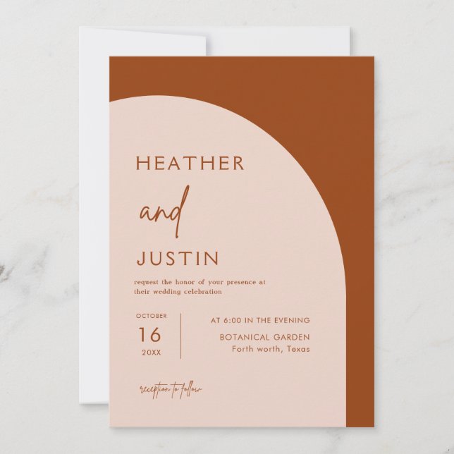 Rust Burnt Orange Terracotta Wedding Invitations (Front)
