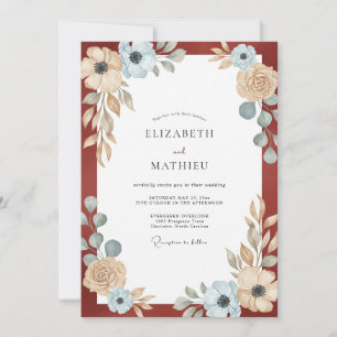 Rust Champagne Foliage Eucalyptus Wedding Invitation