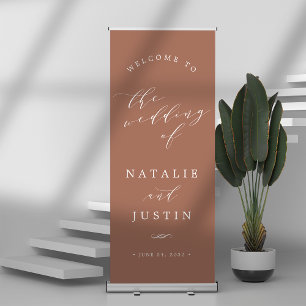 Rust Chic Calligraphy Wedding Welcome Retractable Banner