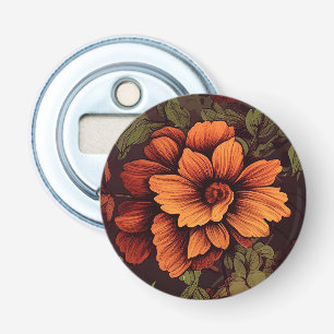 Rust Colour Vintage Floral Print Bottle Opener