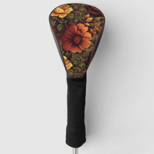 Rust Colour Vintage Floral Print Golf Head Cover