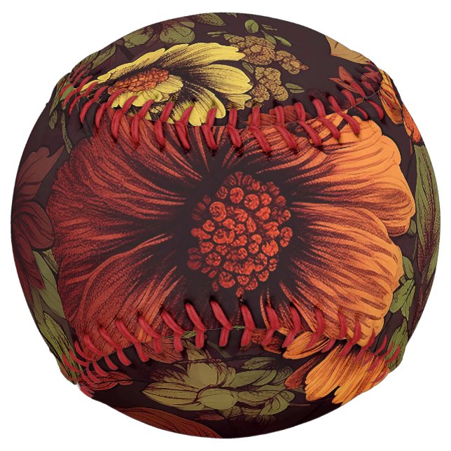 Rust Colour Vintage Floral Print Softball (Front)
