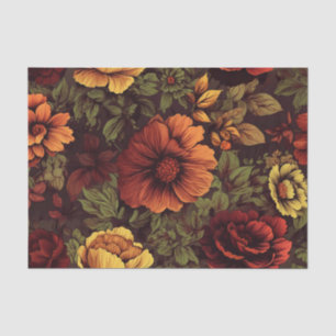Rust Colour Vintage Floral Print Tissue Paper