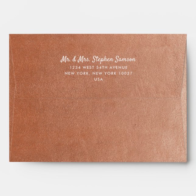 Rust Copper Faux Foil Effect with Return Address Envelope (Back (Top Flap))