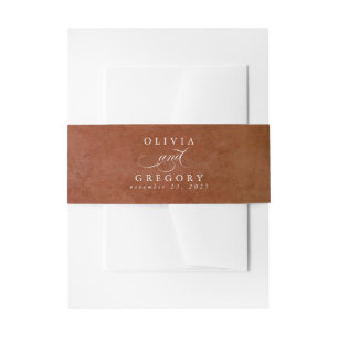 Rust Copper Textured Modern Minimal Wedding Invita Invitation Belly Band
