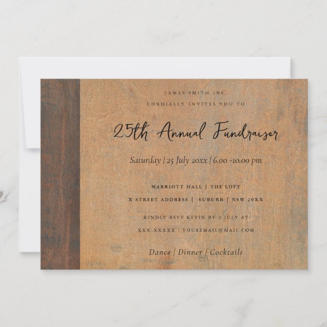 RUST CORROSIVE GRUNGE ORANGE METAL CORPORATE EVENT INVITATION (Front)
