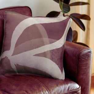 Rust Cream & Burgundy Artistic Abstract Watercolor Cushion