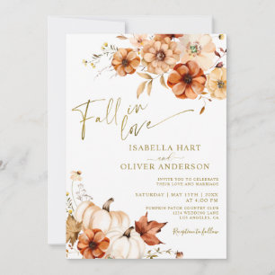 Rust Cream Fall In Love Pumpkin Wedding invitation
