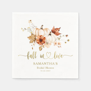 Rust Cream Pumpkin Fall in Love Bridal Shower Napkin