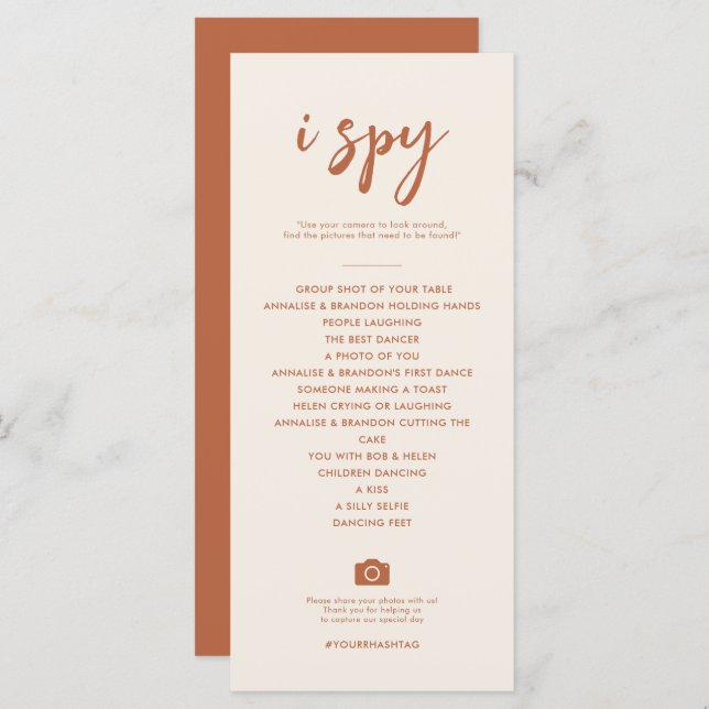 Rust Desert i Spy Wedding Hashtag Game Menu (Front/Back)