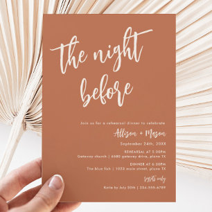 Rust Desert The Night Before Rehearsal Dinner Invitation