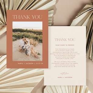 Rust Earthy Desert Photo Wedding Thank You Cards