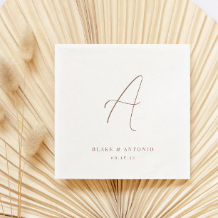 Rust Elegant Thin Line Script Wedding Monogram Napkin