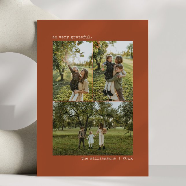 Rust Fall Grateful Thanksgiving Photo Collage Holiday Card (Creator Uploaded)