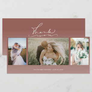 Rust Fall Photo Collage Wedding Thank You Card