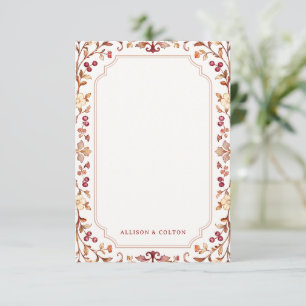 Rust Fall Vintage Botanical Floral Personalised Card