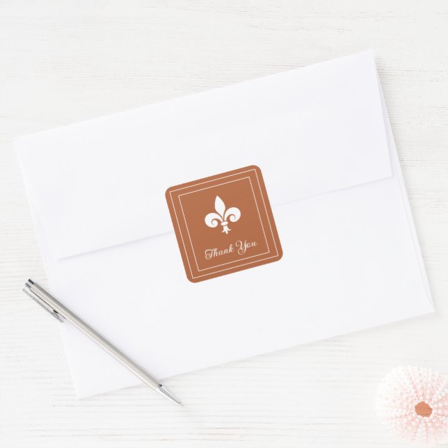 Rust Fleur de Lis Thank You Stickers (Envelope)