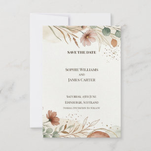 Rust Floral Greenery Save The Date Card