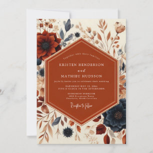 Rust Floral Harvest Wedding Invitation