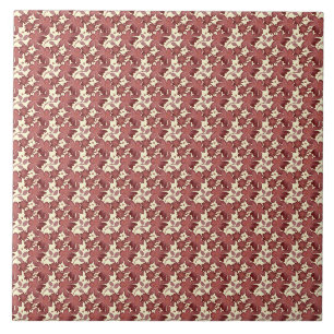 Rust Floral Leaf Pattern Terracotta Botanical Tile