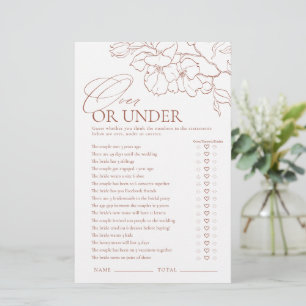 Rust floral Over or Under bridal shower game