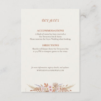 Rust Floral & Pampas Grass Boho Enclosure Card