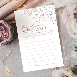 Rust floral who am I bridal shower game