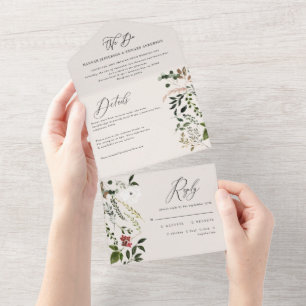 rust floral wreath fall all in one invitation