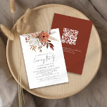 Rust Florals QR Code Wedding Evening Party Invitation<br><div class="desc">Rust Florals QR Code Wedding Evening Party. An informal set typography in black for the main heading Evening Party complementing the rest of the text which you can easily personalise.</div>
