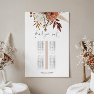 Rust Florals Single Table Wedding Seating Chart