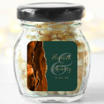 Rust Gold Agate Hunter Green Wedding Square Sticker<br><div class="desc">This elegant modern wedding sticker features a watercolor agate geode design in shades of rust and burnt orange,  trimmed with faux gold glitter. Easily customise the gold-coloured text on a hunter green background,  with the names of the bride and groom in handwriting calligraphy over a large ampersand.</div>