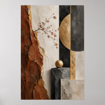 Rust Gold Balance Modern Geometric Abstract Wall A