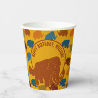 Rust & Gold Cartoon Woolly Mammoth Personalised