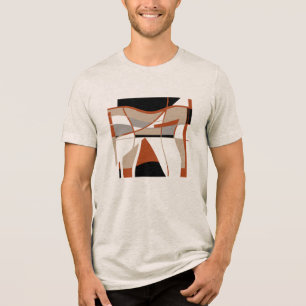 Rust Gray Beige Black Bold Shapes MCM Look Motif Tri-Blend Shirt
