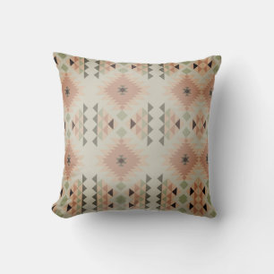Rust Green Grey Southwest Tribal Pattern Cushion