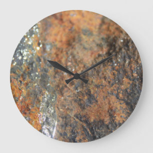 Rust Grey White Mineral Texture Large Clock