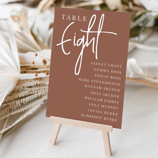 Rust Hand Scripted Table EIGHT + Guest Names Number (Creator Uploaded)