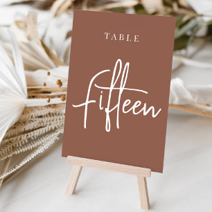 Rust Hand Scripted Table FIFTEEN Number