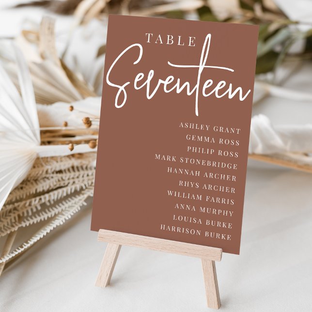 Rust Hand Scripted Table SEVENTEEN + Guest Names Number (Creator Uploaded)