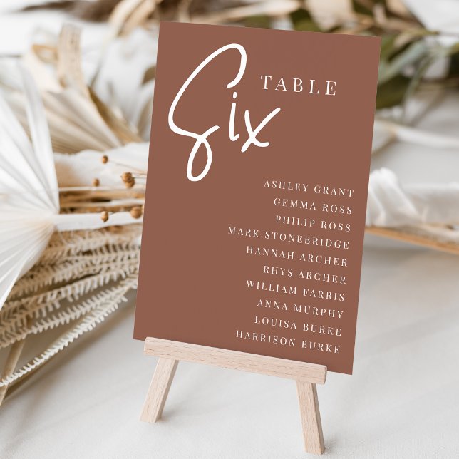 Rust Hand Scripted Table SIX + Guest Names Number (Creator Uploaded)