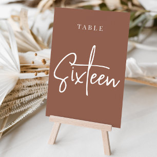 Rust Hand Scripted Table SIXTEEN Number