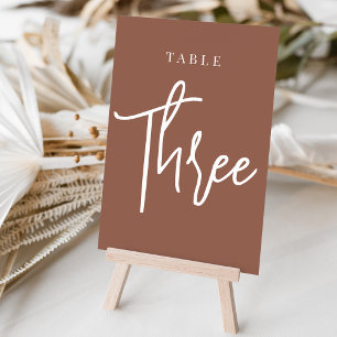 Rust Hand Scripted Table THREE Number
