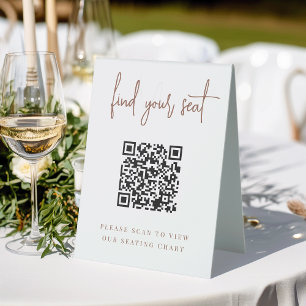 Rust   Handwritten Script QR Code Wedding Seating