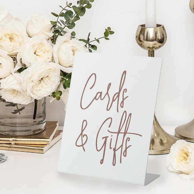 Rust | Handwritten Script Wedding Cards & Gifts Pedestal Sign (Creator Uploaded)