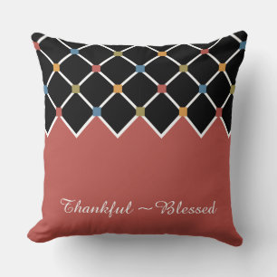 Rust Harlequin Pattern Cushion