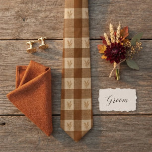 Rust Heritage Wheat Gingham Pattern Tie