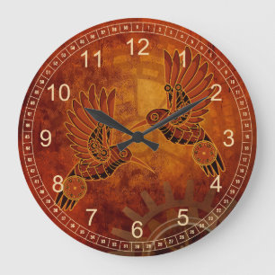 Rust Hummingbirds Steampunk Wall Clock